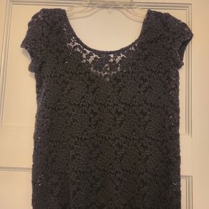 Black lace short sleeve top